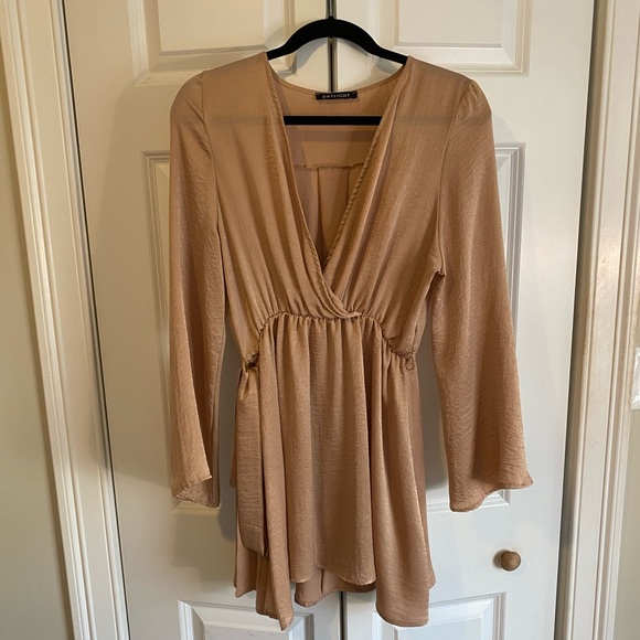 Gold Mini Tie Dress - Picture 1 of 5